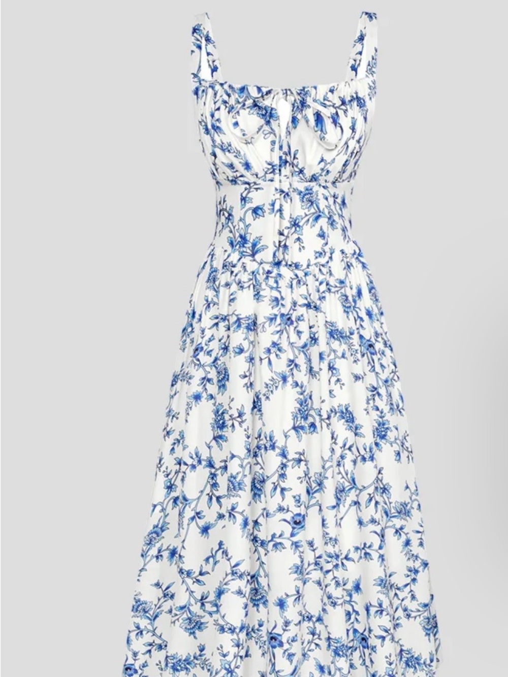 Scarlet Darkness Women's Summer Milkmaid Blue Floral White Maxi Dress - XL